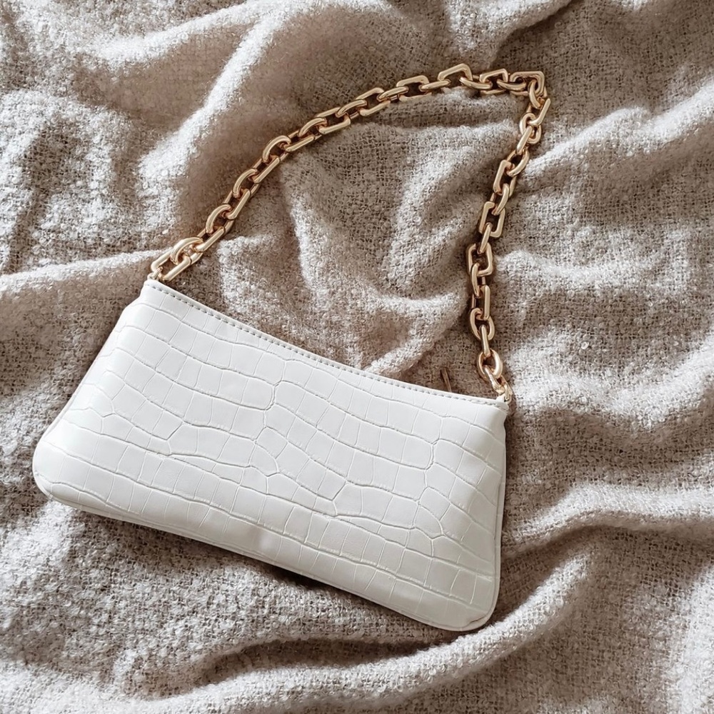 Chain Strap Animal Embossed Shoulder Bag + Twilly